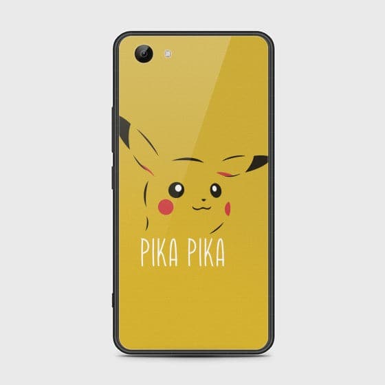 Vivo Y83 Pikachu Glass   Premium Printed Glass soft Bumper shock Proof Case CS-30561