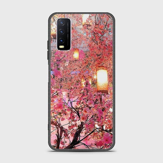 Vivo Y20A Pink Blossoms Lanterns Glass Customized Case