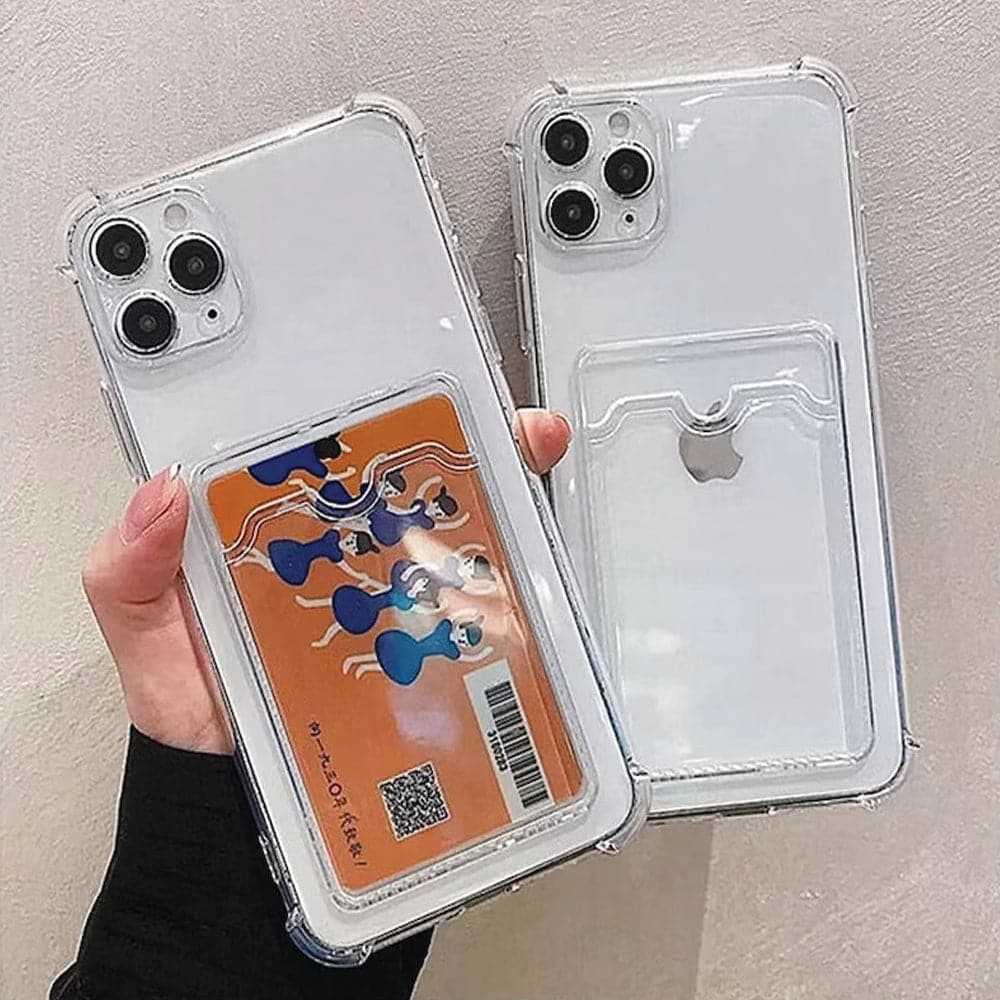 iPhone 14 Pro Max Wallet Card Holder Transparent Slot ShockProof Case