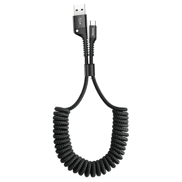 Baseus data cable Type-C 2A 1mt fish eye spring black CATSR-01