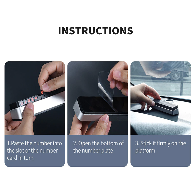 Baseus Car Temporary Parking Glow in Night Mobile Number show Plate for DashBoard