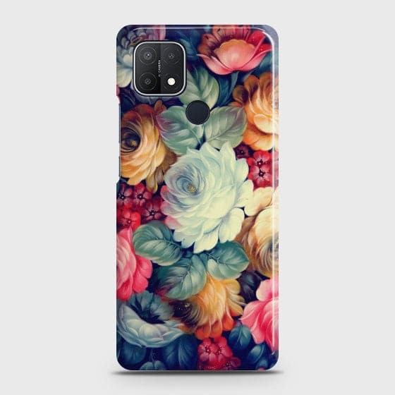 Oppo A15s Vintage Colorful Flowers Customized Case