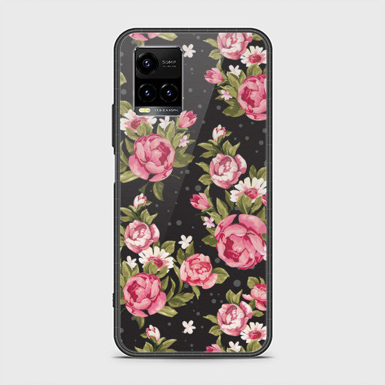 Vivo Y33s Vintage Pink Flowers Glass Customized Case