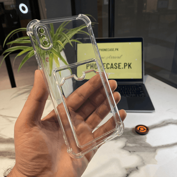 iPhone XS Max Wallet Card Holder Transparent Slot ShockProof Case