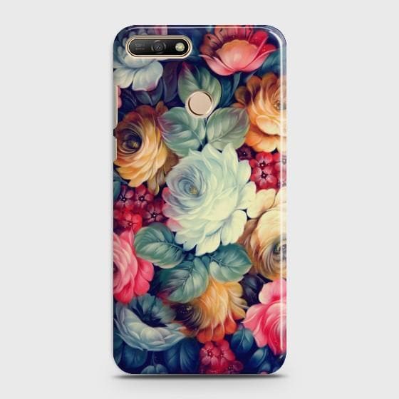 Huawei Y7 Pro 2018 Vintage colorful Flowers Phone Case