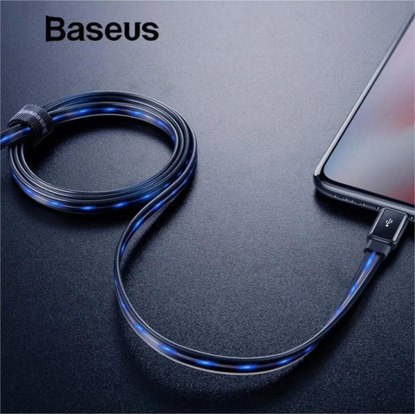 Baseus Flat Flowing LED Glow USB Lightning Cable For iPhone 2.4A - Phonecase.PK