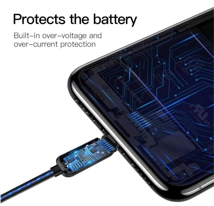 Baseus Flat Flowing LED Glow USB Lightning Cable For iPhone 2.4A - Phonecase.PK