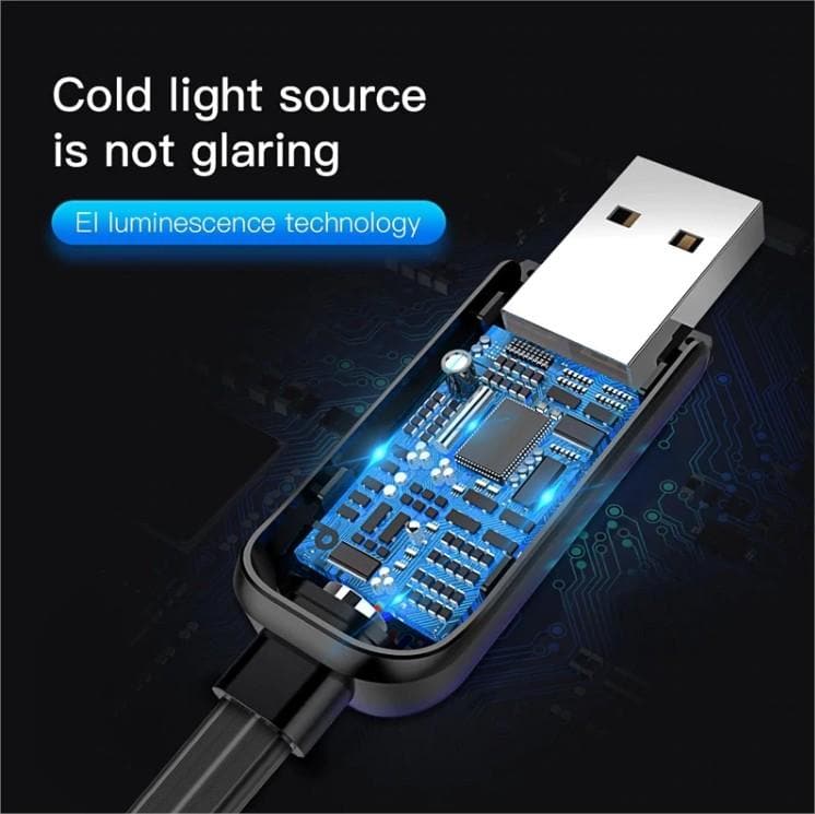 Baseus Flat Flowing LED Glow USB Lightning Cable For iPhone 2.4A - Phonecase.PK