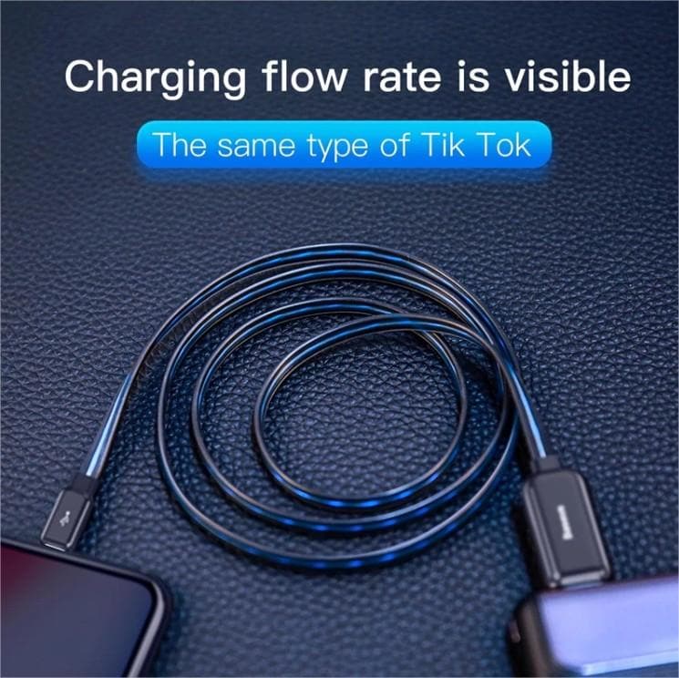 Baseus Flat Flowing LED Glow USB Lightning Cable For iPhone 2.4A - Phonecase.PK