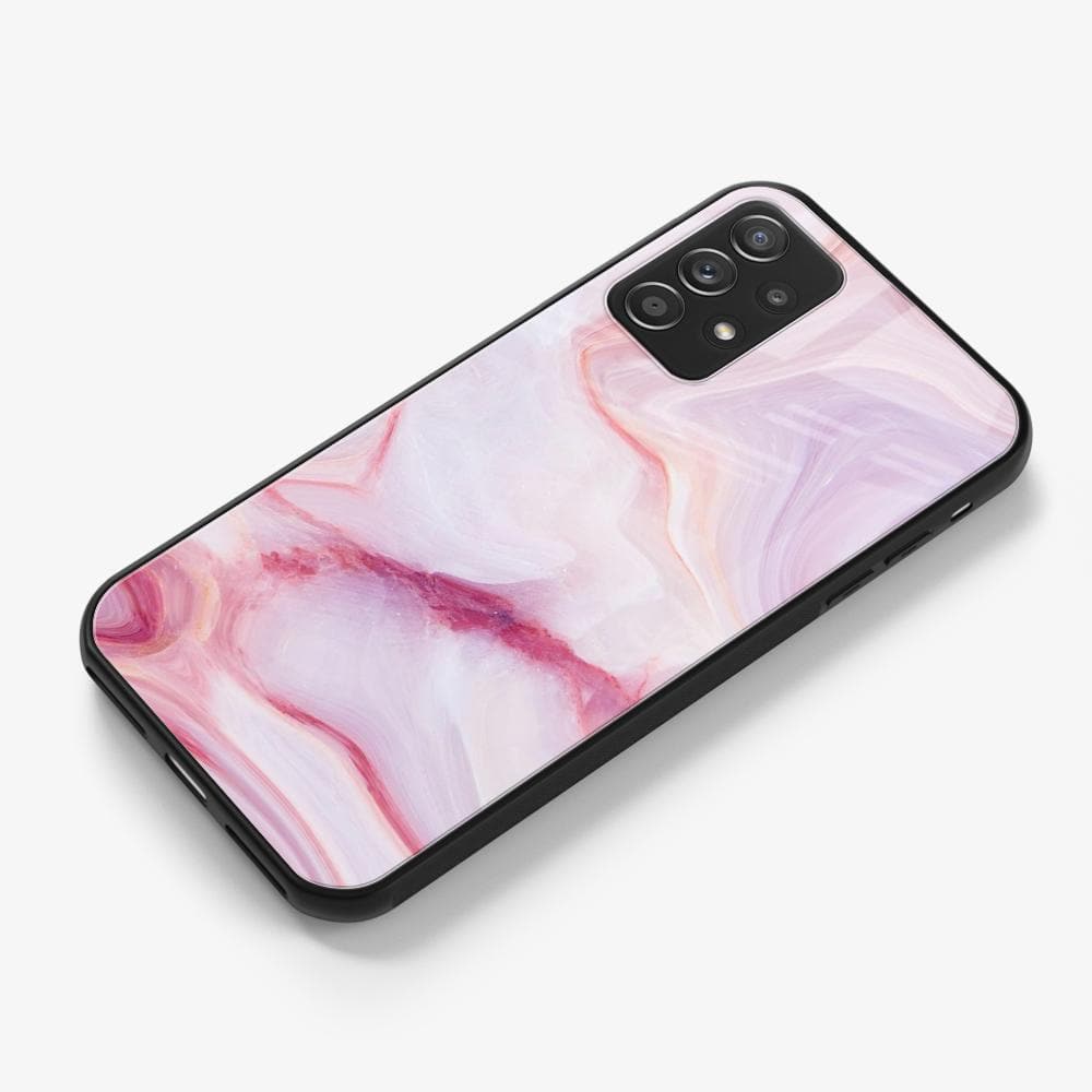 Galaxy A72 - Pink Marble Series - Premium Printed Glass soft Bumper shock Proof Case