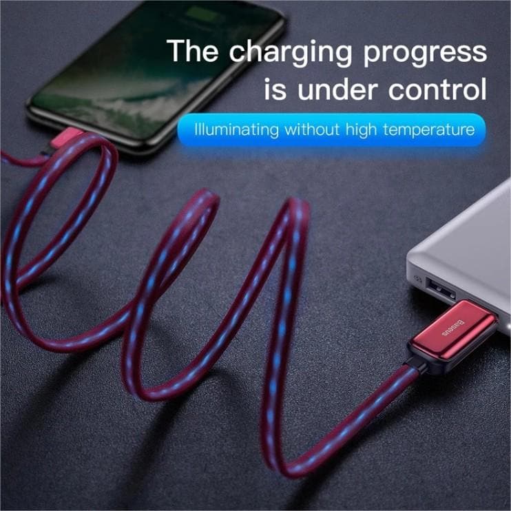 Baseus Flat Flowing LED Glow USB Lightning Cable For iPhone 2.4A - Phonecase.PK