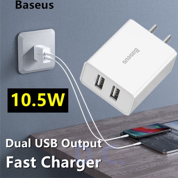 Baseus Speed Mini Dual U Charger 10.5W（CN) White