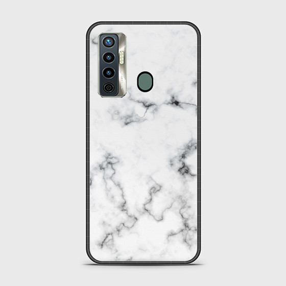 Tecno Camon 17 White Liquid Marble  Premium Printed Glass soft Bumper Shock Proof CaseCS-21274