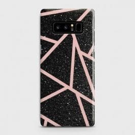 GALAXY NOTE 8 Black Sparkle Glitter With RoseGold Lines Case