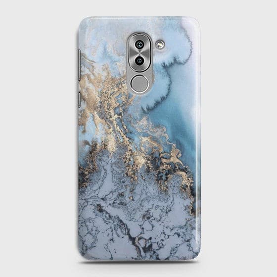 HUAWEI HONOR 6X Golden Blue Marble Case