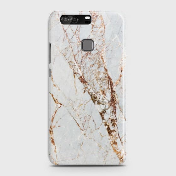 HUAWEI P9 White & Gold Marble Case