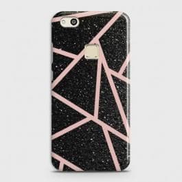 HUAWEI P10 LITE Black Sparkle Glitter With RoseGold Lines Case