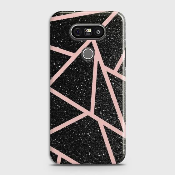 LG G5 Black Sparkle Glitter With RoseGold Lines Case