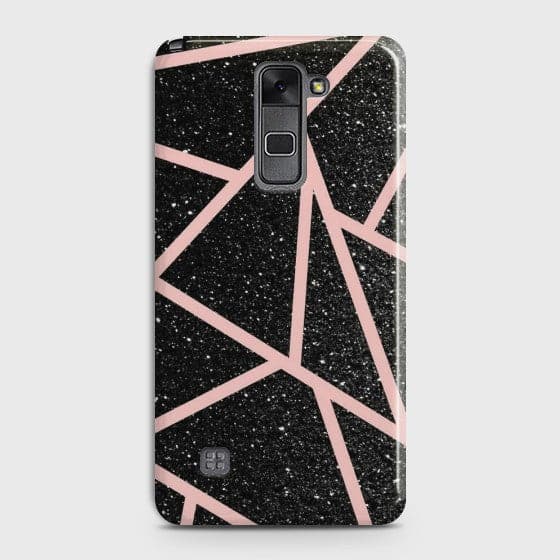 LG STYLUS 2 Black Sparkle Glitter With RoseGold Lines Case