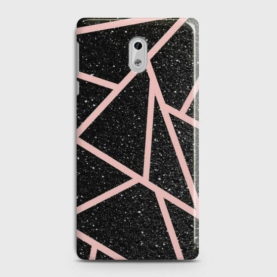 NOKIA 3 Black Sparkle Glitter With RoseGold Lines case