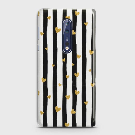 Nokia 8 Glitter Heart Stripes Case