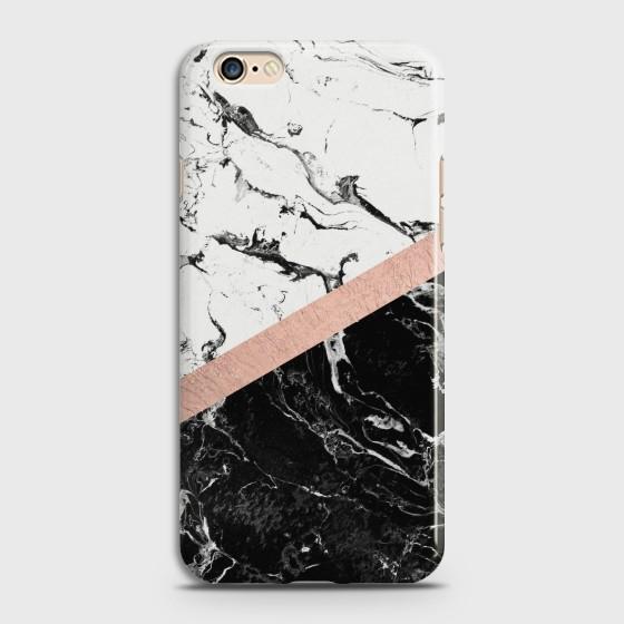 OPPO A57 Black & White Marble With Chic RoseGold Case