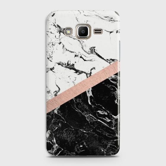SAMSUNG GALAXY J3 2016 (J320) Black & White Marble With Chic RoseGold Case