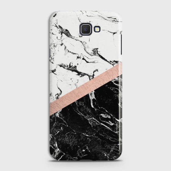 SAMSUNG GALAXY J7 PRIME Black & White Marble With Chic RoseGold Case