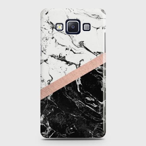 SAMSUNG GALAXY E5 Black & White Marble With Chic RoseGold Case