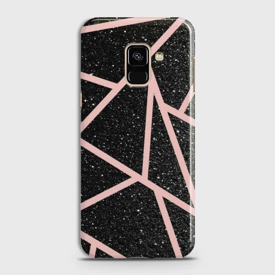 SAMSUNG GALAXY A8+ (2018) Black Sparkle Glitter With RoseGold Lines Case