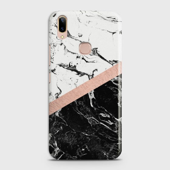 VIVO V9/V9 Youth Black & White Marble With Chic RoseGold Case