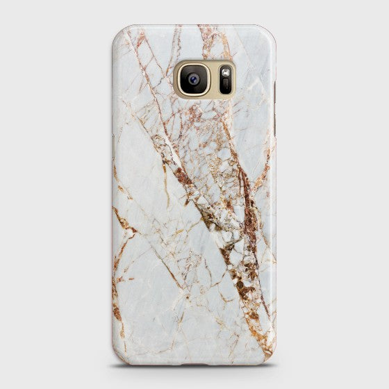 SAMSUNG GALAXY S7 EDGE White & Gold Marble Case