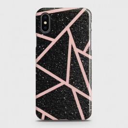 IPHONE XS Black Sparkle Glitter With RoseGold Lines Case