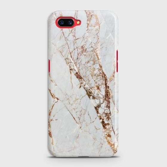 OPPO A5 White & Gold Marble Case