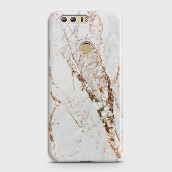 HUAWEI HONOR 8 White & Gold Marble Case