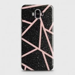 HUAWEI MATE 9 Black Sparkle Glitter With RoseGold Lines Case