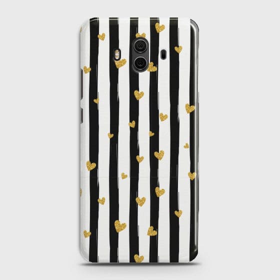 HUAWEI MATE 10 Glitter Heart Stripes  Premium Printed Glass soft Bumper shock Proof CaseCS-28738 CS-30580