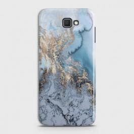 SAMSUNG GALAXY J7 PRIME 2 Golden Blue Marble Premium Printed Glass soft Bumper shock Proof Case CS-27687