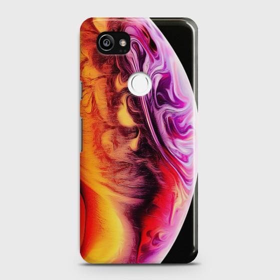 GOOGLE PIXEL 2 XL Texture Colorful Moon Premium Printed Hard Case