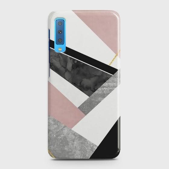 SAMSUNG GALAXY A7 (2018) Geometric Luxe Marble Premium Printed Glass soft Bumper shock Proof Case CS-26887