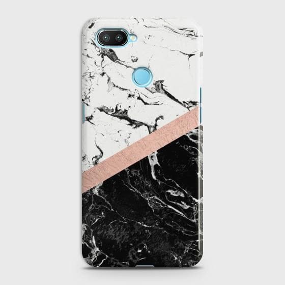 Oppo Realme 2 Black & White Marble With Chic RoseGold Case