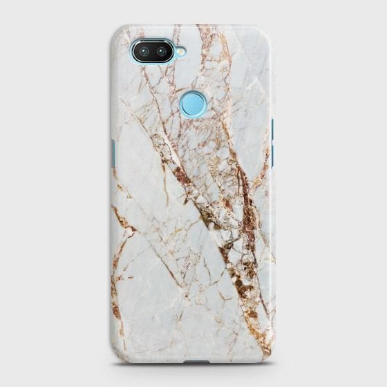 Oppo Realme 2 White & Gold Marble Case