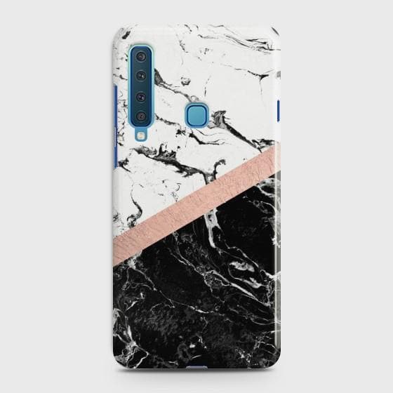 SAMSUNG GALAXY A9 (2018) Black & White Marble With Chic RoseGold Case