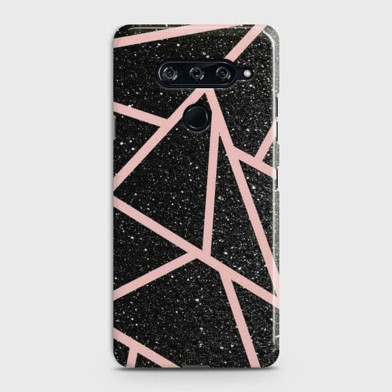LG V40 Black Sparkle Glitter With RoseGold Lines Case
