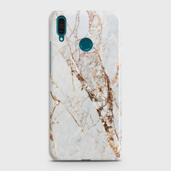 HUAWEI Y9 PRIME (2019) White & Gold Marble Case