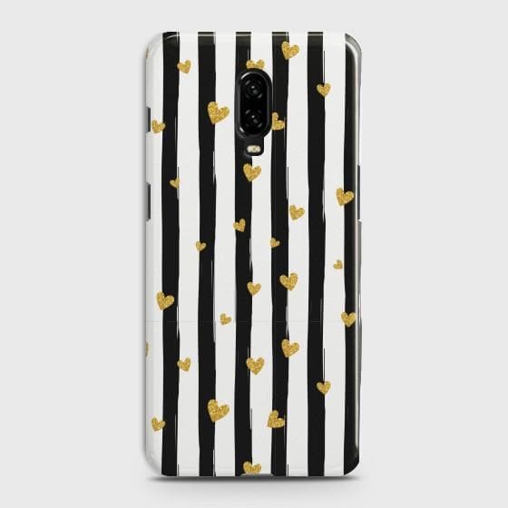 ONEPLUS 6T Glitter Heart Stripes Glass Case CS-21235