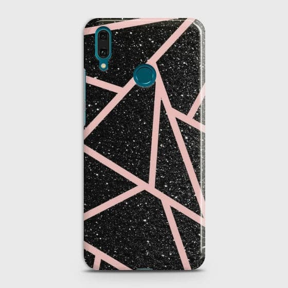 HUAWEI P SMART PLUS Black Sparkle Glitter With RoseGold Lines Case
