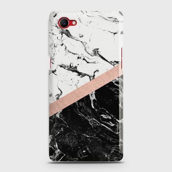 Oppo F7 Youth Black & White Marble With Chic RoseGold Case