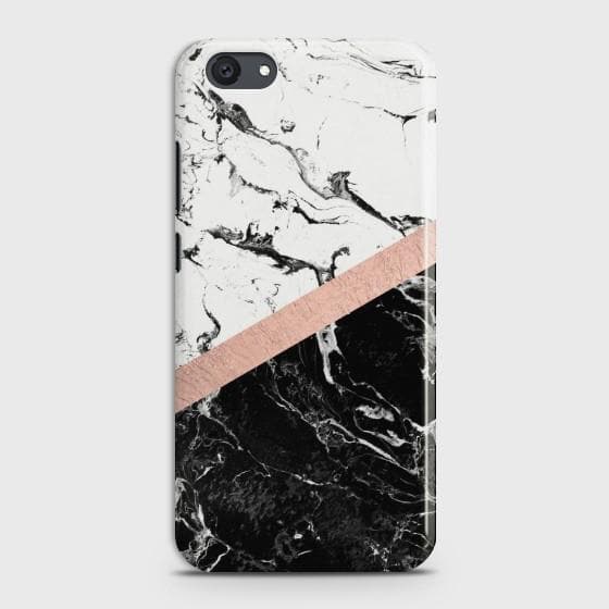 VIVO Y81I Black & White Marble With Chic RoseGold Case