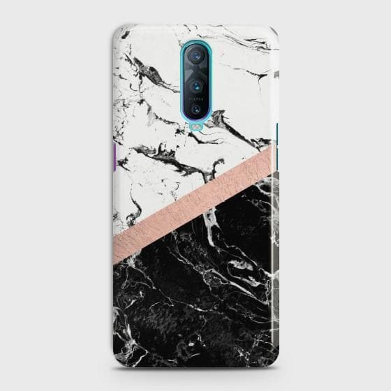 Oppo R17 Pro Black & White Marble With Chic RoseGold Case
